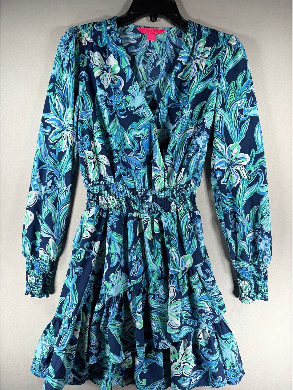 Lilly Pulitzer Cristiana Dress High Tide Navy Take It or Leaf It Size 00
